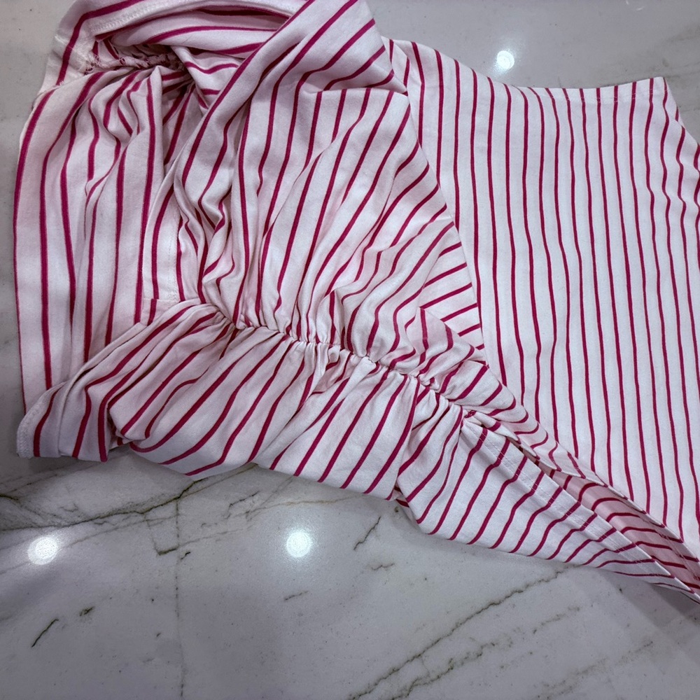 Anthropologie Striped Sleeveless Mock Neck Top in White and Purple - Picture 5 of 5